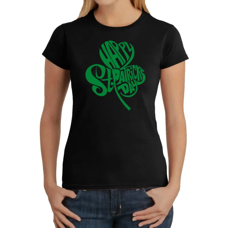 St Patricks Day Shamrock  - Women's Word Art T-Shirt sold by LA Pop Art