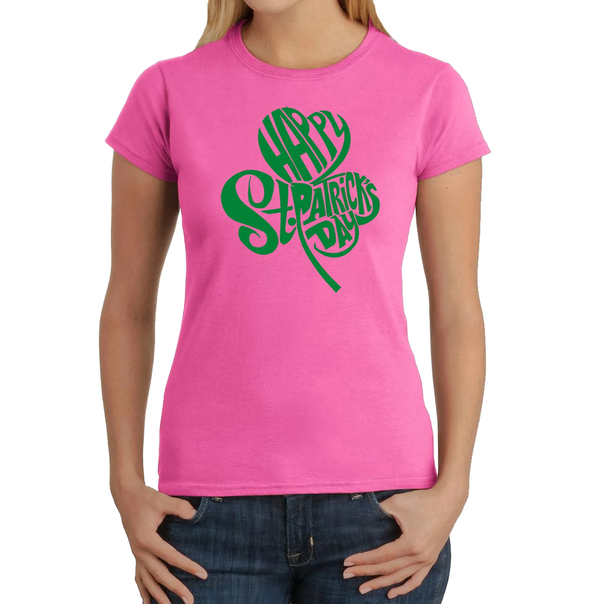 St Patricks Day Shamrock - Women's Word Art T-Shirt sold by LA Pop Art product image thumbnail 4