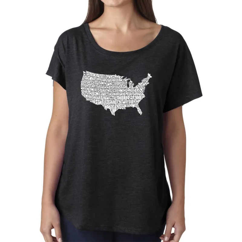 LA Pop Art Women's Dolman Word Art Shirt - THE STAR SPANGLED BANNER sold by LA Pop Art