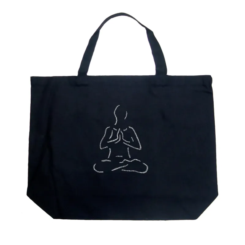 POPULAR YOGA POSES - Large Word Art Tote Bag sold by LA Pop Art