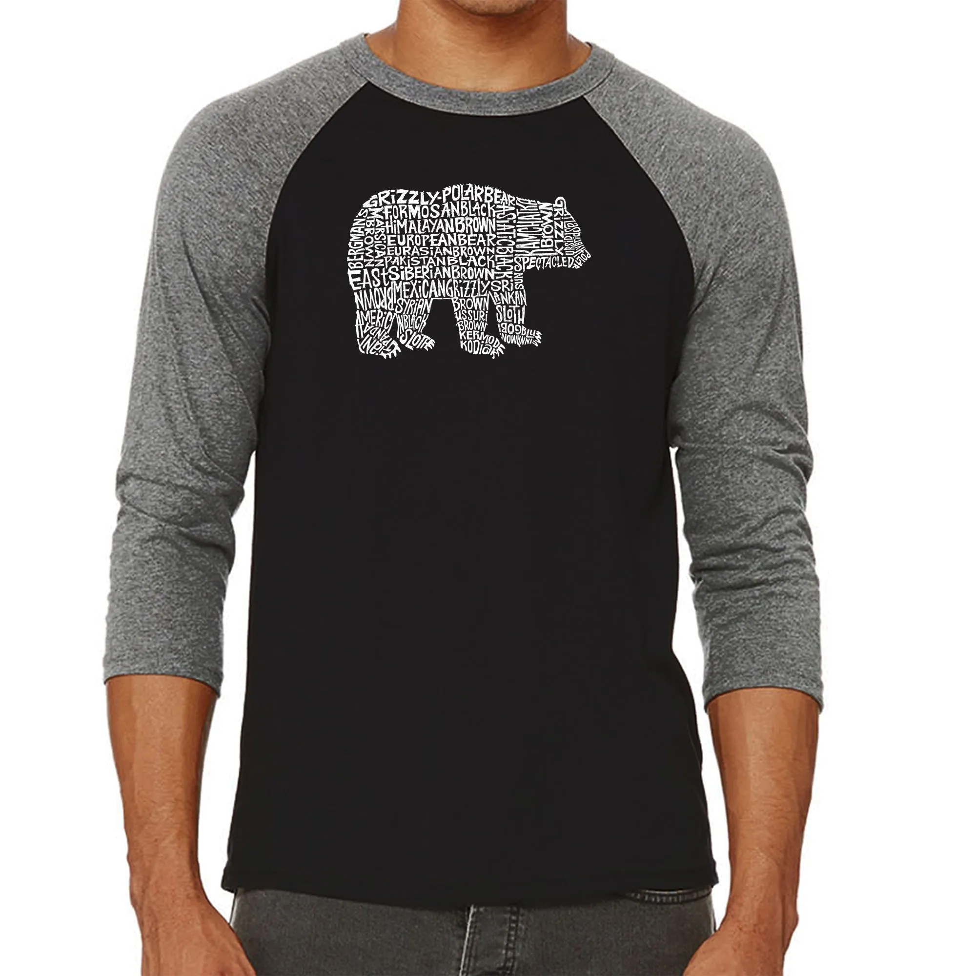 Bear Species - Men's Raglan Baseball Word Art T-Shirt sold by LA Pop Art product image thumbnail 4