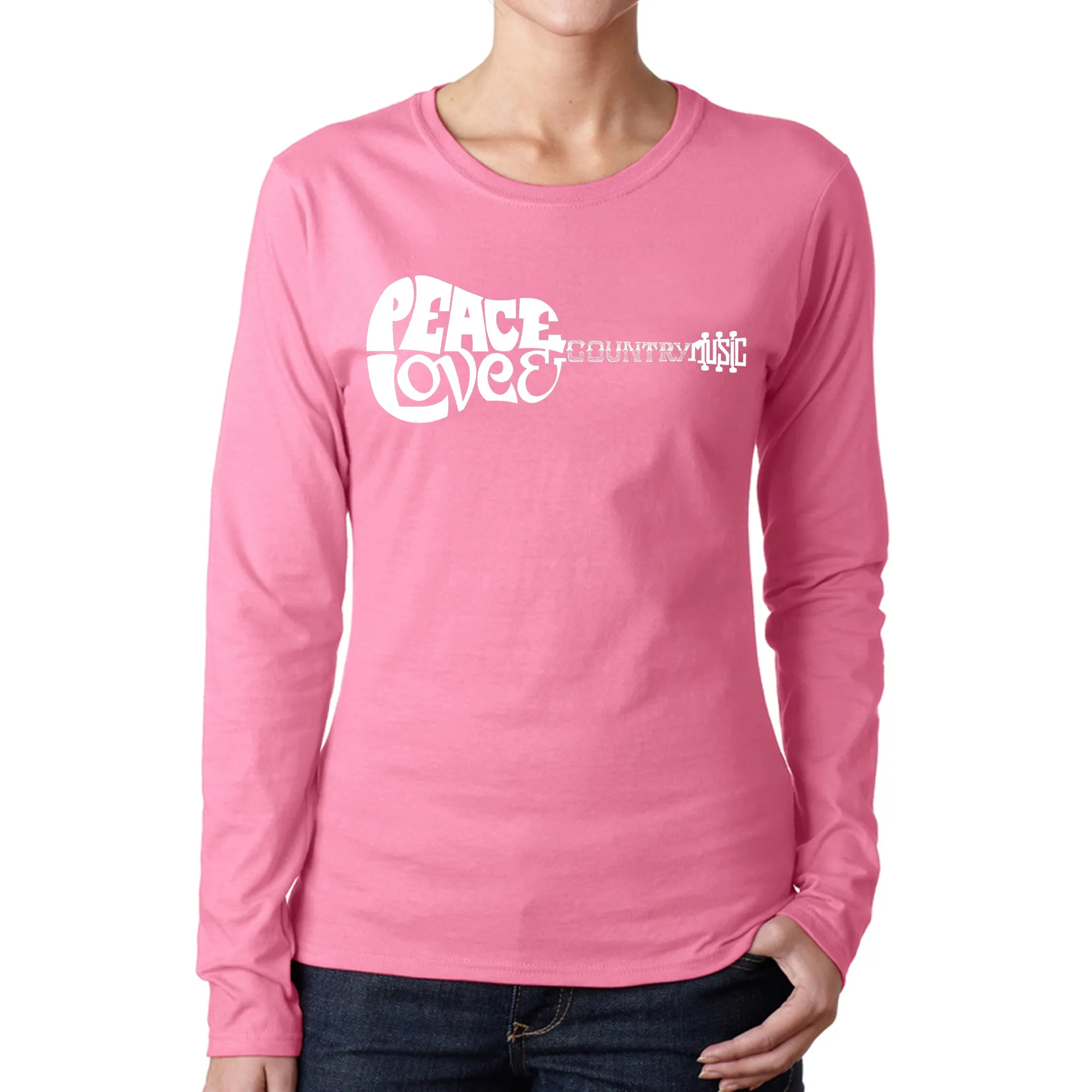 Peace Love Country - Women's Word Art Long Sleeve T-Shirt sold by LA Pop Art product image thumbnail 3