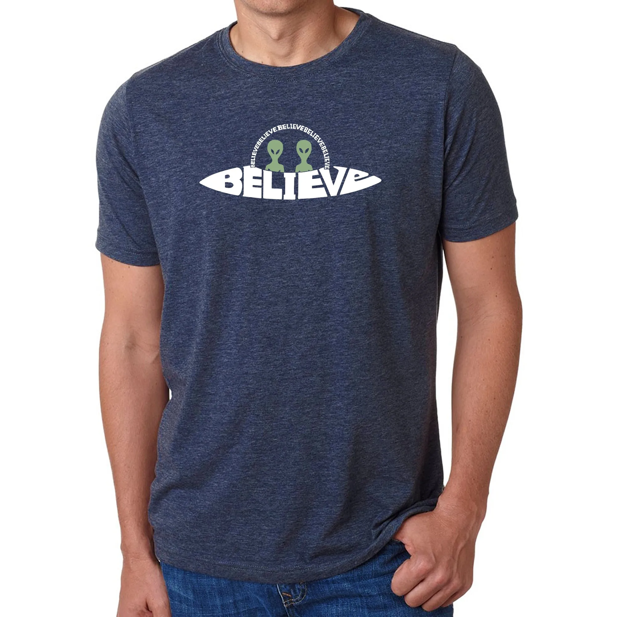 Believe UFO - Men's Premium Blend Word Art T-Shirt sold by LA Pop Art product image thumbnail 3