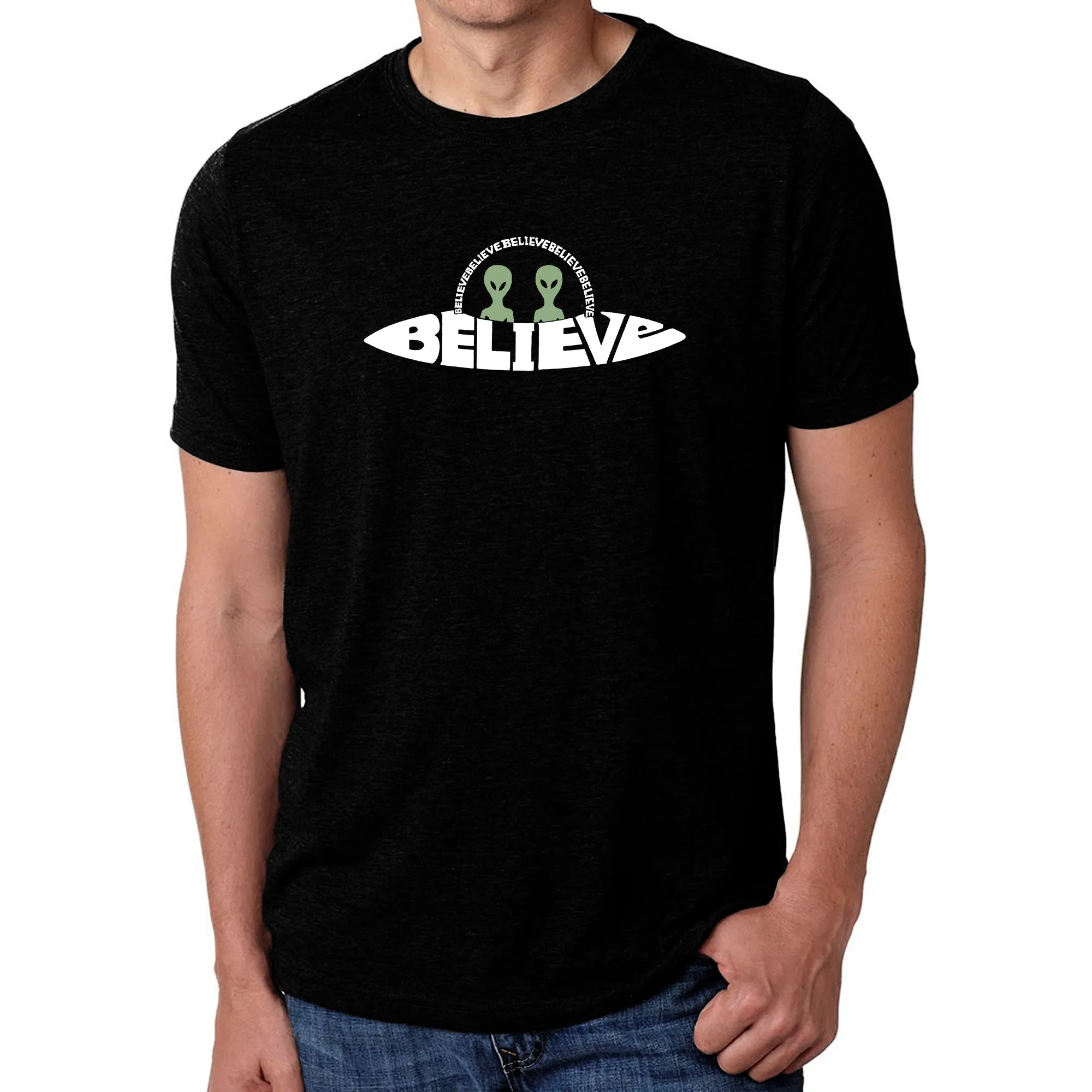 Believe UFO - Men's Premium Blend Word Art T-Shirt sold by LA Pop Art