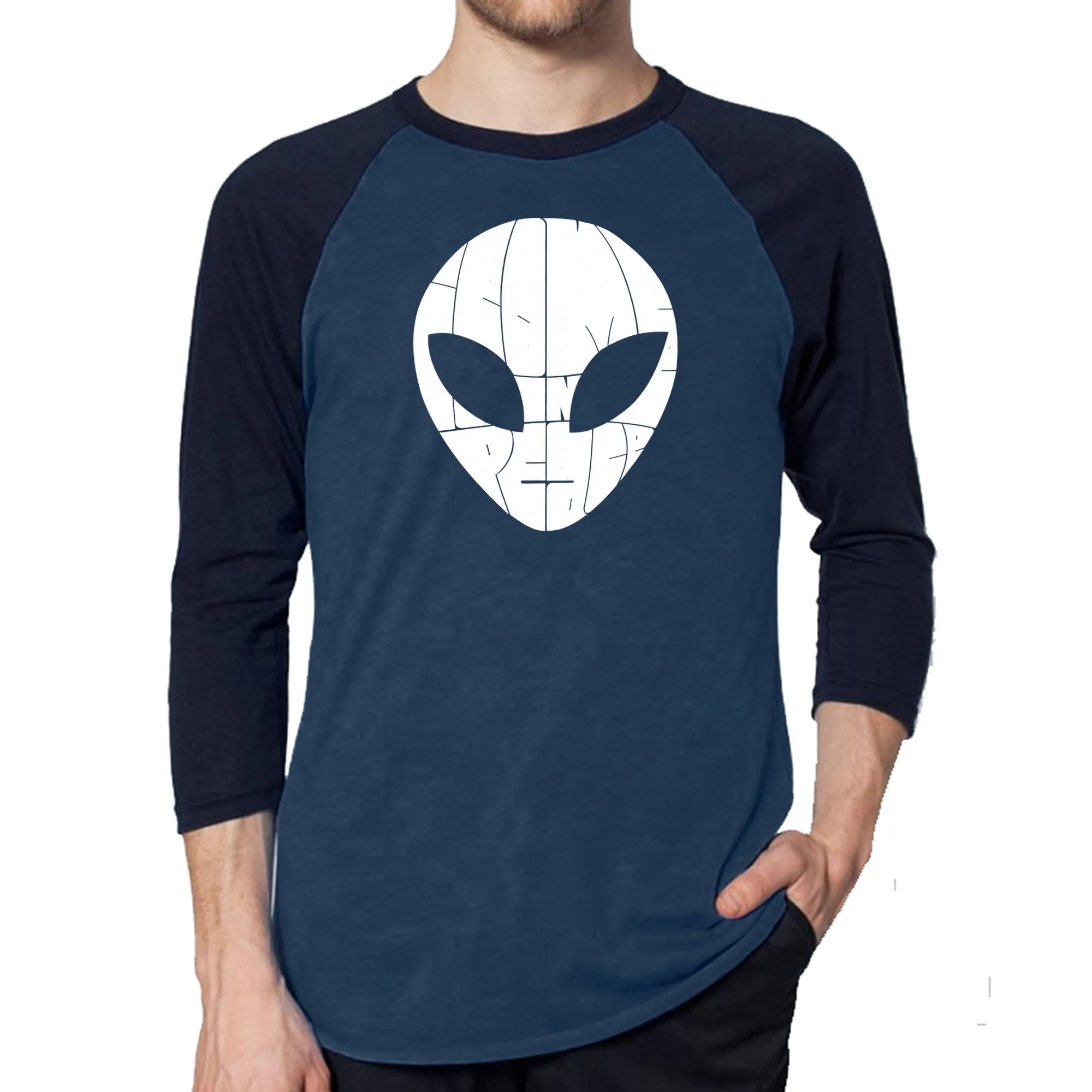 I COME IN PEACE - Men's Raglan Baseball Word Art T-Shirt sold by LA Pop Art product image thumbnail 3