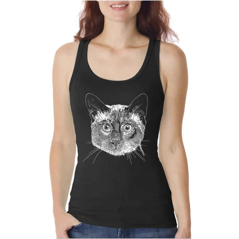Siamese Cat - Women's Word Art Tank Top sold by LA Pop Art