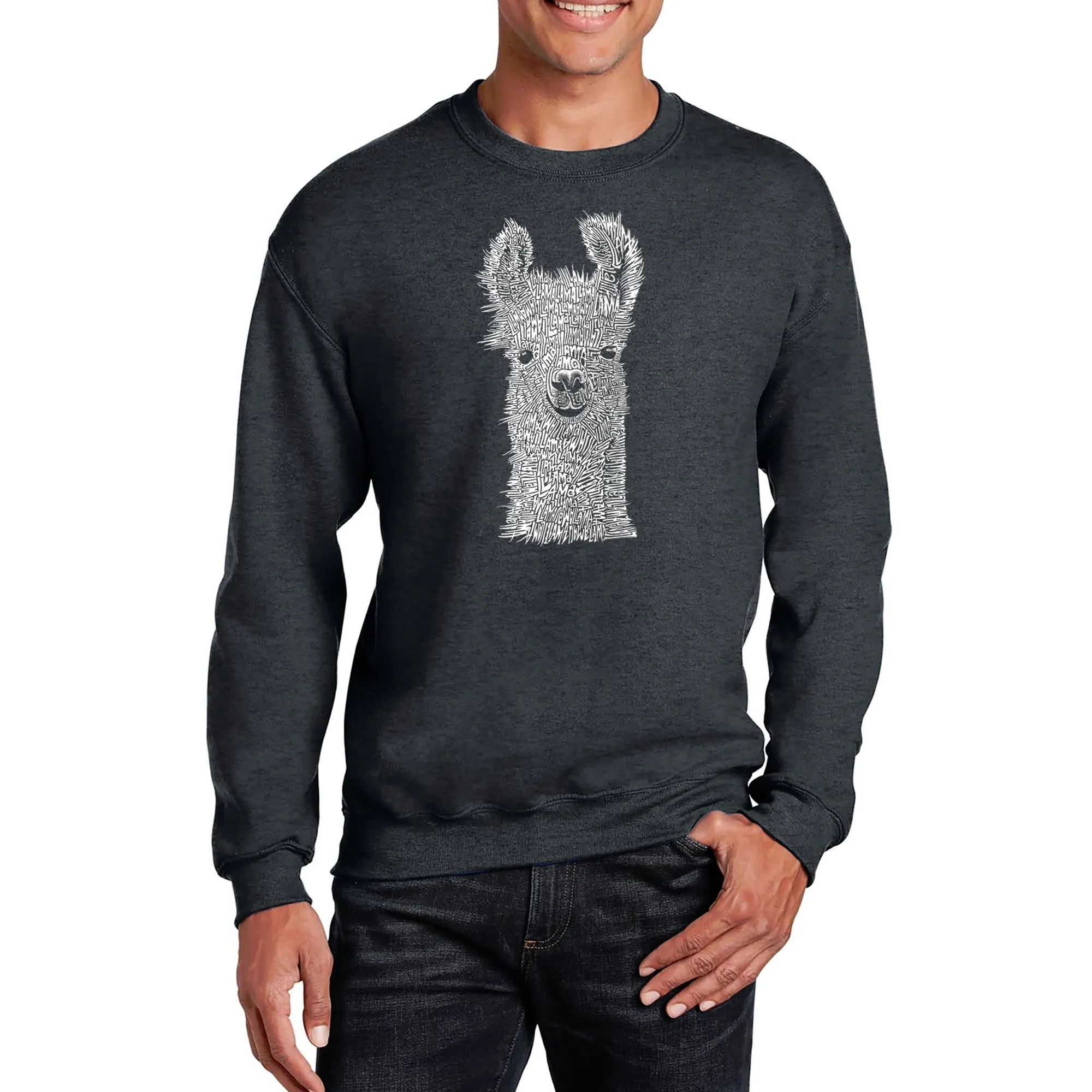 Llama - Men's Word Art Crewneck Sweatshirt sold by LA Pop Art product image thumbnail 3