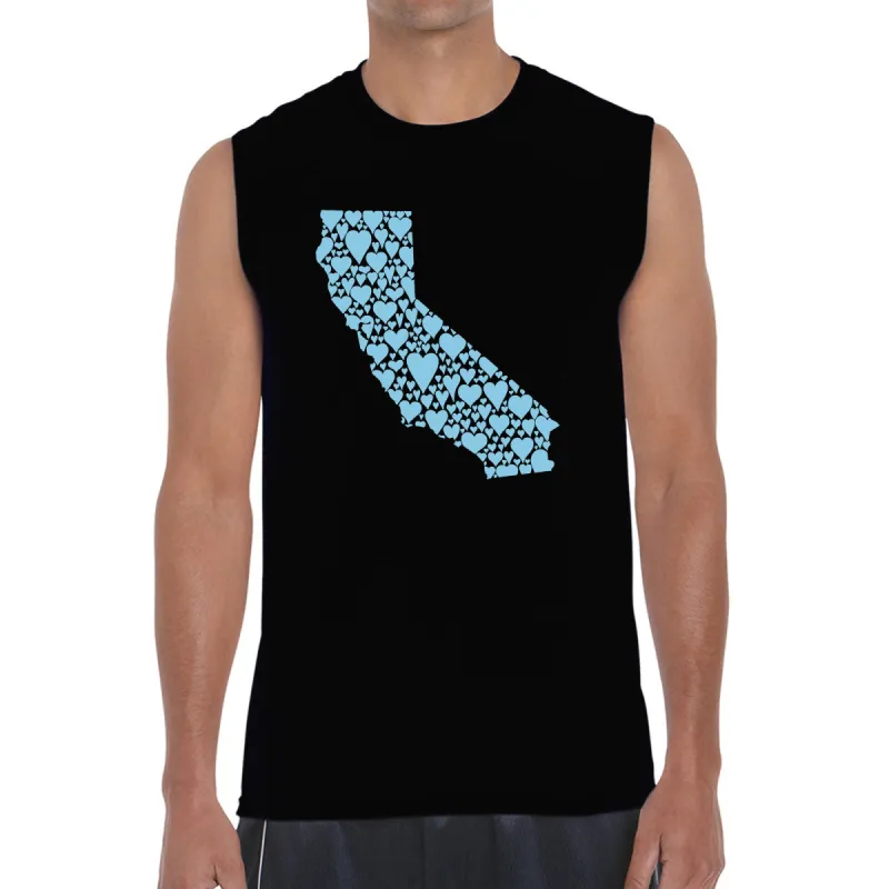 California Hearts  - Men's Word Art Sleeveless T-Shirt sold by LA Pop Art