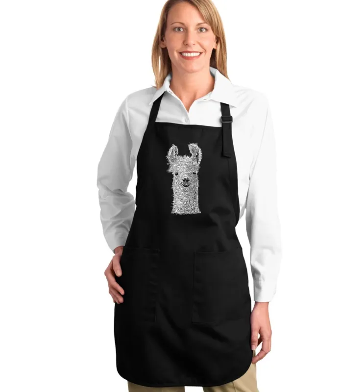Llama - Full Length Word Art Apron sold by LA Pop Art