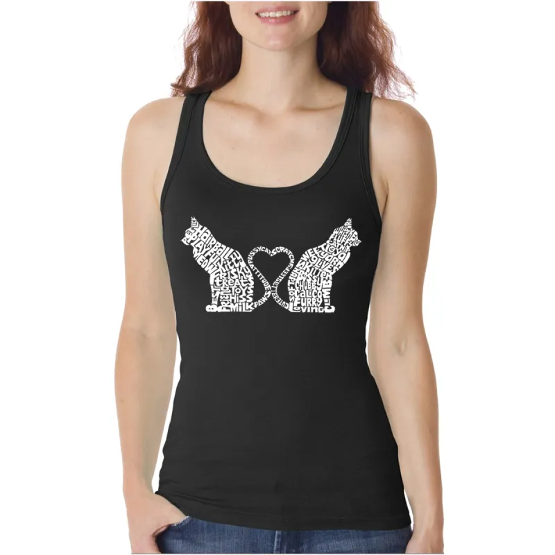 Cat Tail Hearts - Women's Word Art Tank Top sold by LA Pop Art