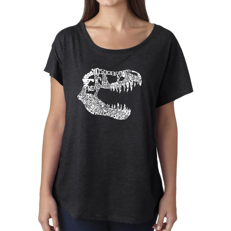 LA Pop Art Women's Dolman Word Art Shirt - TREX sold by LA Pop Art