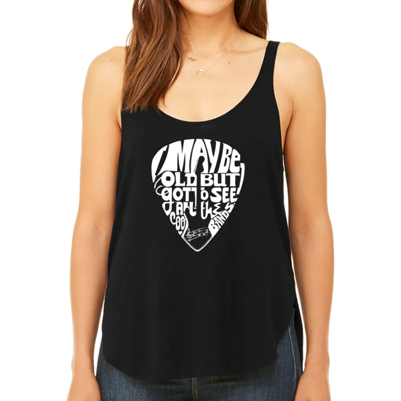 Guitar Pick - Women's Premium Word Art Flowy Tank Top sold by LA Pop Art