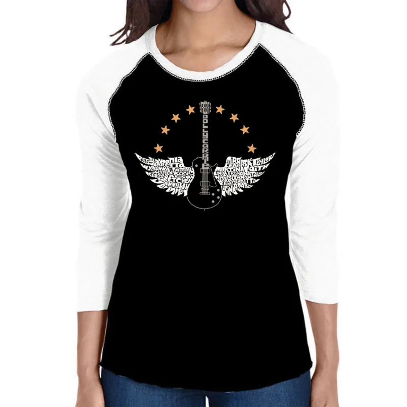 Country Female Singers - Women's Raglan Word Art T-Shirt sold by LA Pop Art