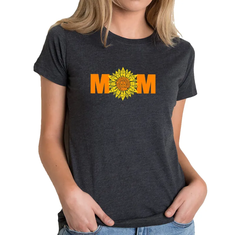 Mom Sunflower  - Women's Premium Blend Word Art T-Shirt sold by LA Pop Art
