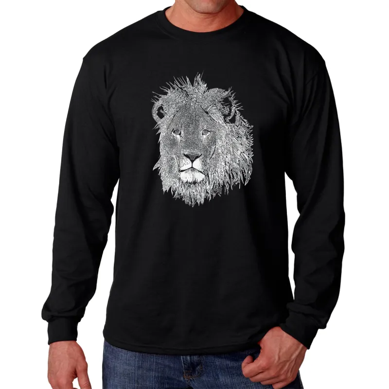 Lion  - Men's Word Art Long Sleeve T-Shirt sold by LA Pop Art