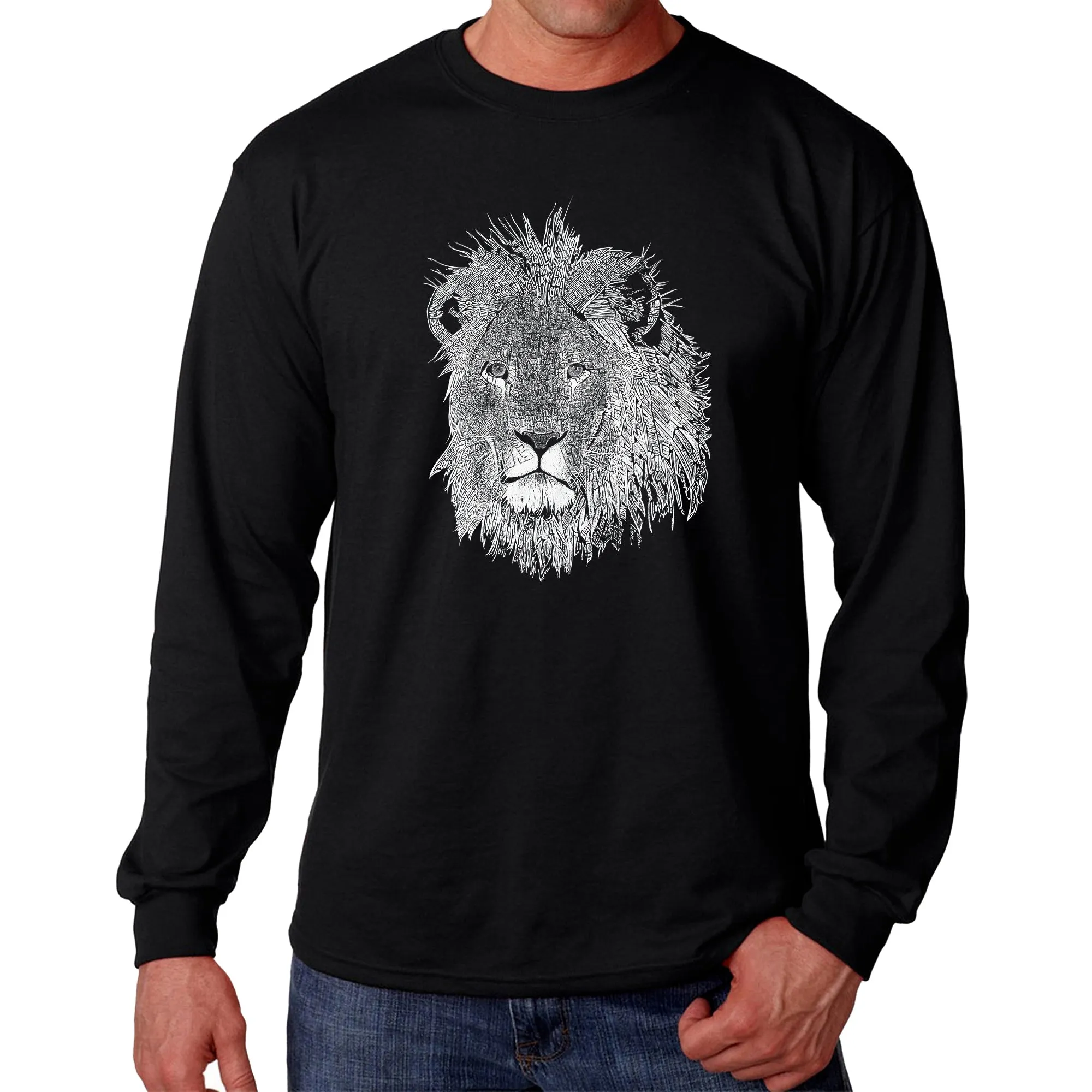 Lion - Men's Word Art Long Sleeve T-Shirt sold by LA Pop Art