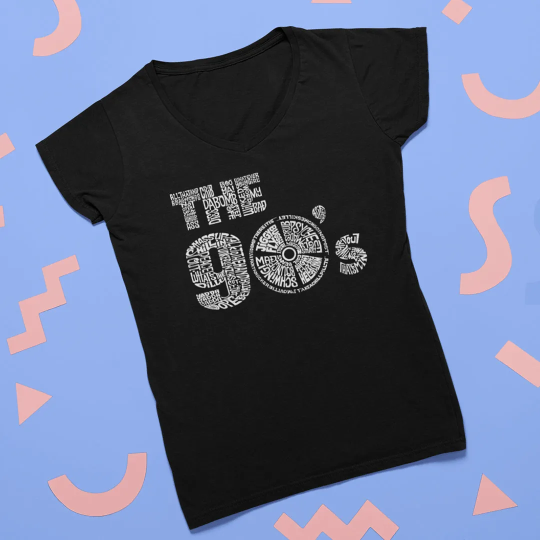 90S - Women's Word Art V-Neck T-Shirt sold by LA Pop Art product image thumbnail 4