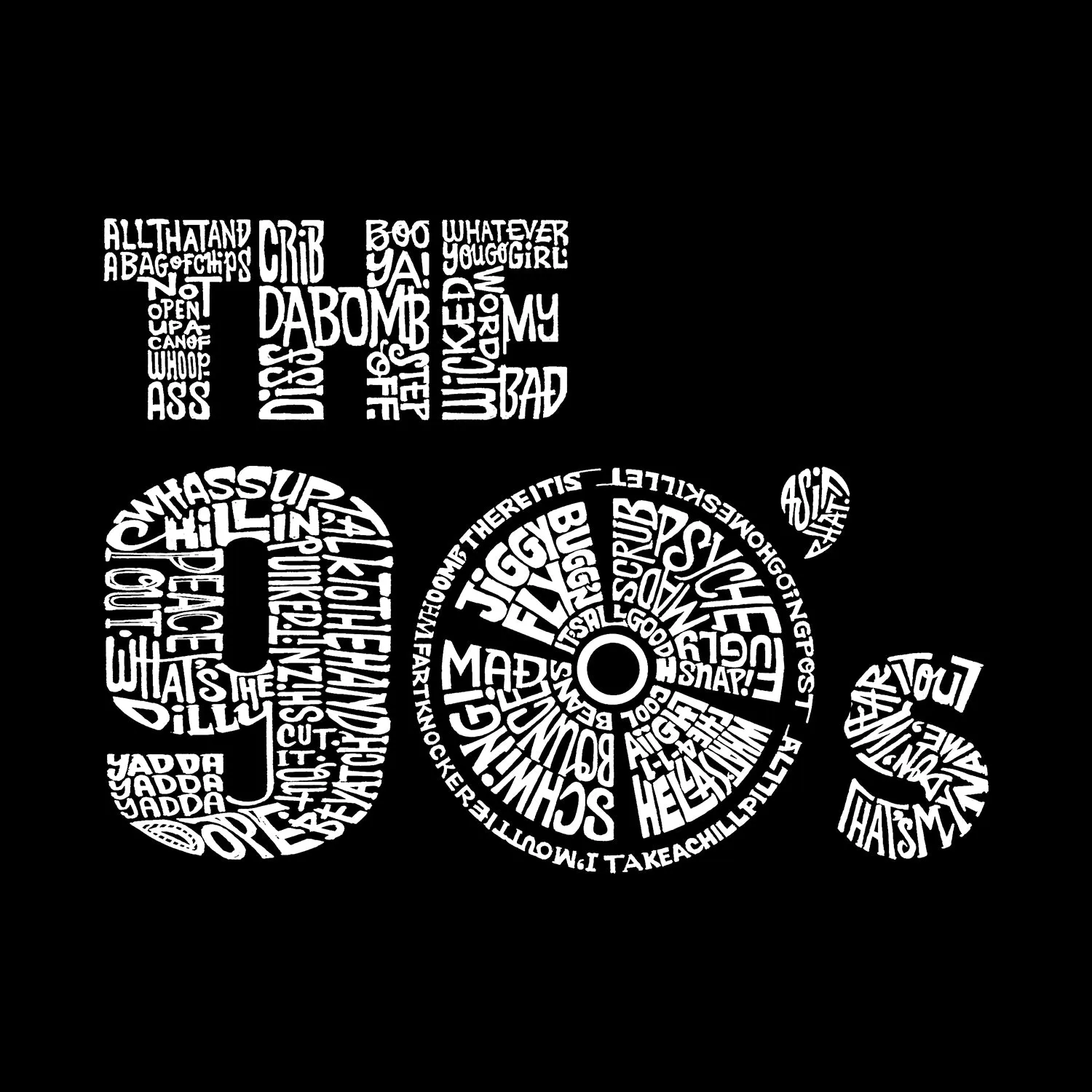 90S - Women's Word Art V-Neck T-Shirt sold by LA Pop Art product image thumbnail 2