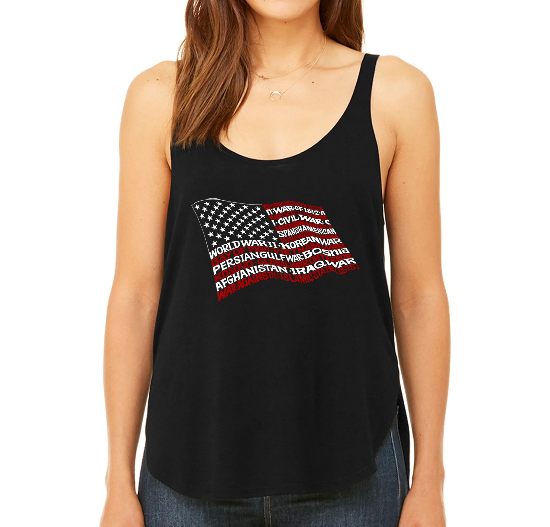 American Wars Tribute Flag - Women's Word Art Flowy Tank Top sold by LA Pop Art
