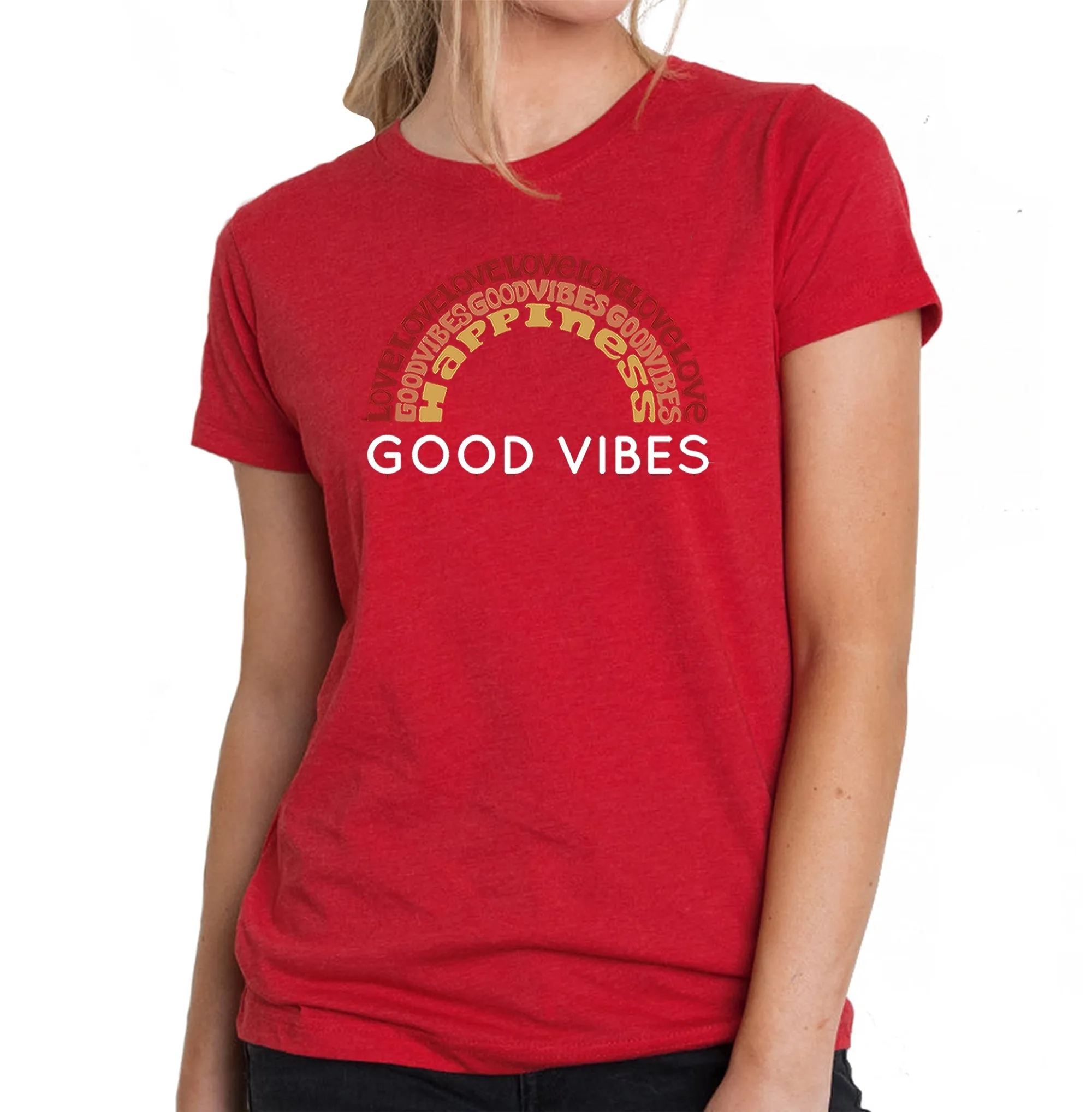 Good Vibes - Women's Premium Blend Word Art T-Shirt sold by LA Pop Art product image thumbnail 5