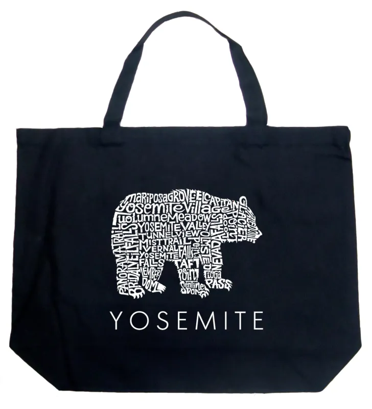 Yosemite Bear - Large Word Art Tote Bag sold by LA Pop Art