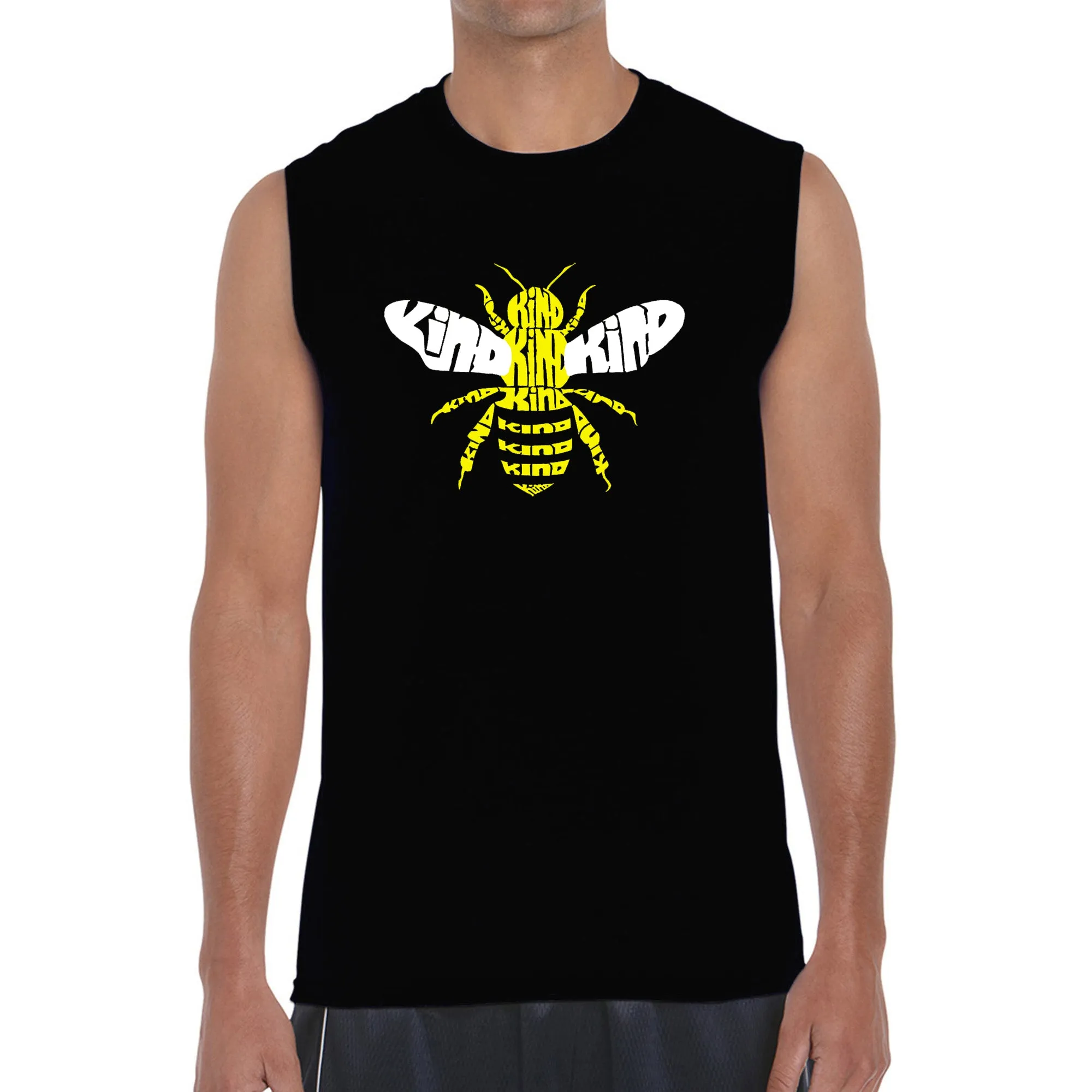Bee Kind - Men's Word Art Sleeveless T-Shirt sold by LA Pop Art