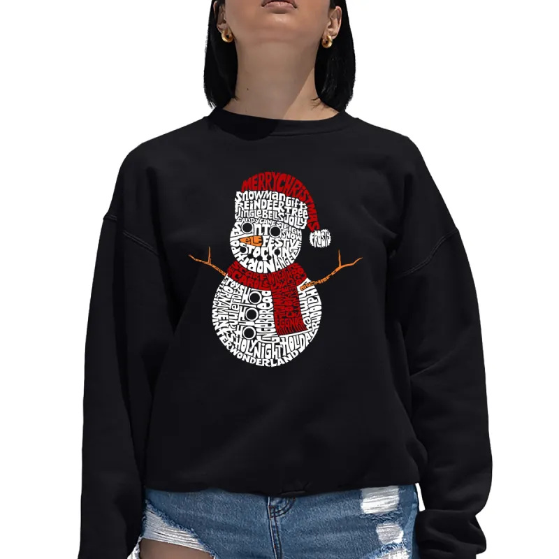 Christmas Snowman - Women's Word Art Crewneck Sweatshirt sold by LA Pop Art
