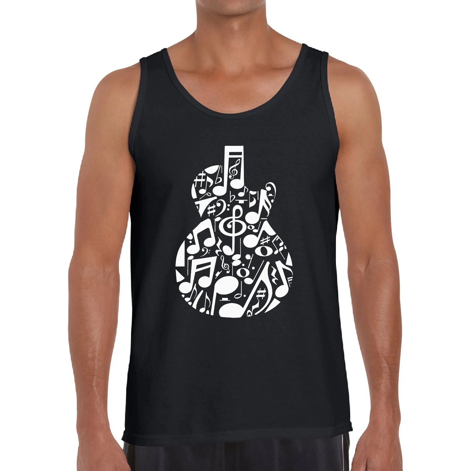 Music Notes Guitar - Men's Word Art Tank Top sold by LA Pop Art