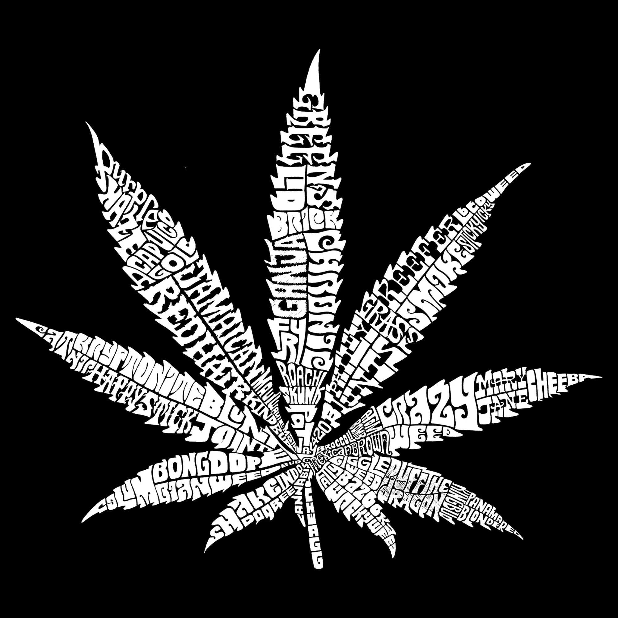50 DIFFERENT STREET TERMS FOR MARIJUANA - Men's Word Art Crewneck Sweatshirt sold by LA Pop Art product image thumbnail 2