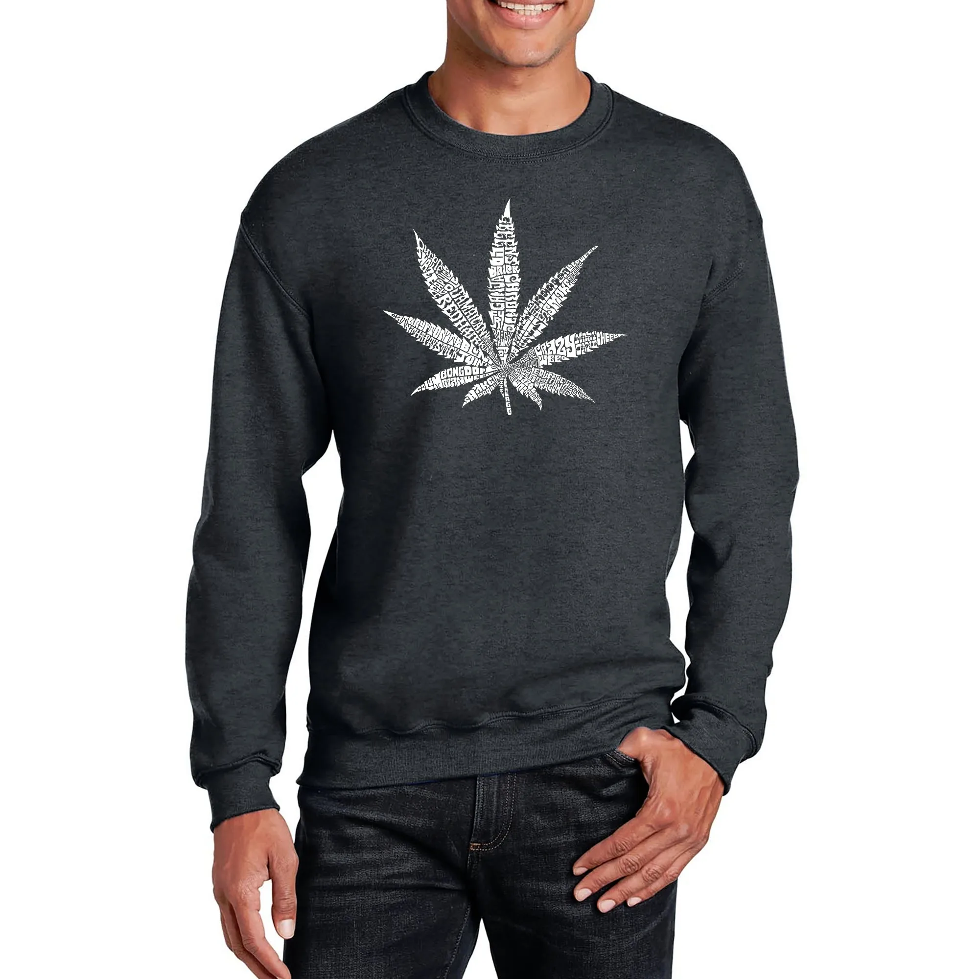 50 DIFFERENT STREET TERMS FOR MARIJUANA - Men's Word Art Crewneck Sweatshirt sold by LA Pop Art product image thumbnail 3