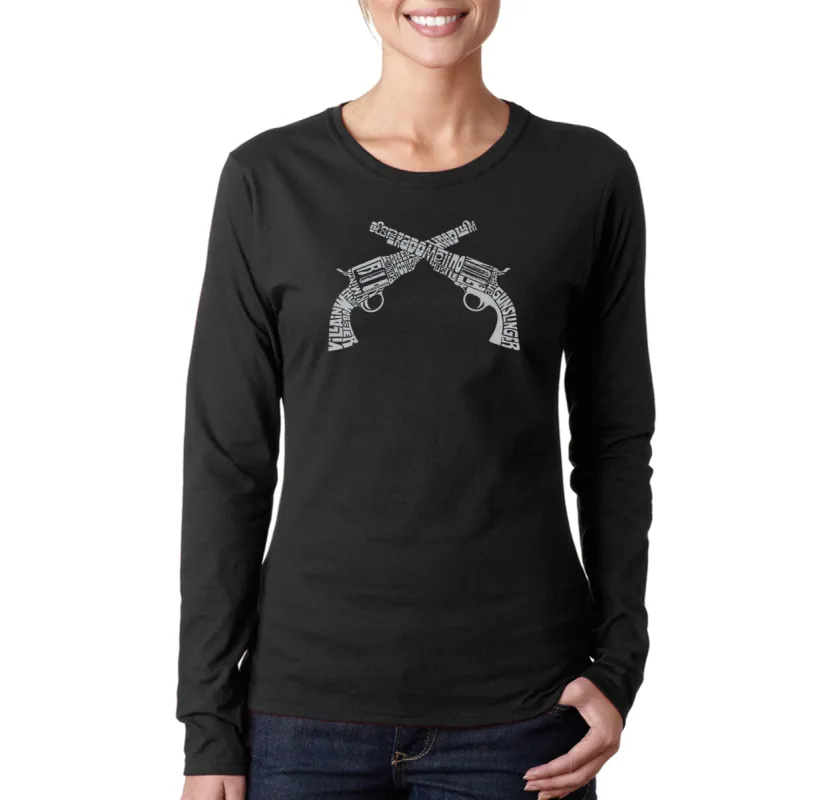 CROSSED PISTOLS - Women's Word Art Long Sleeve T-Shirt sold by LA Pop Art
