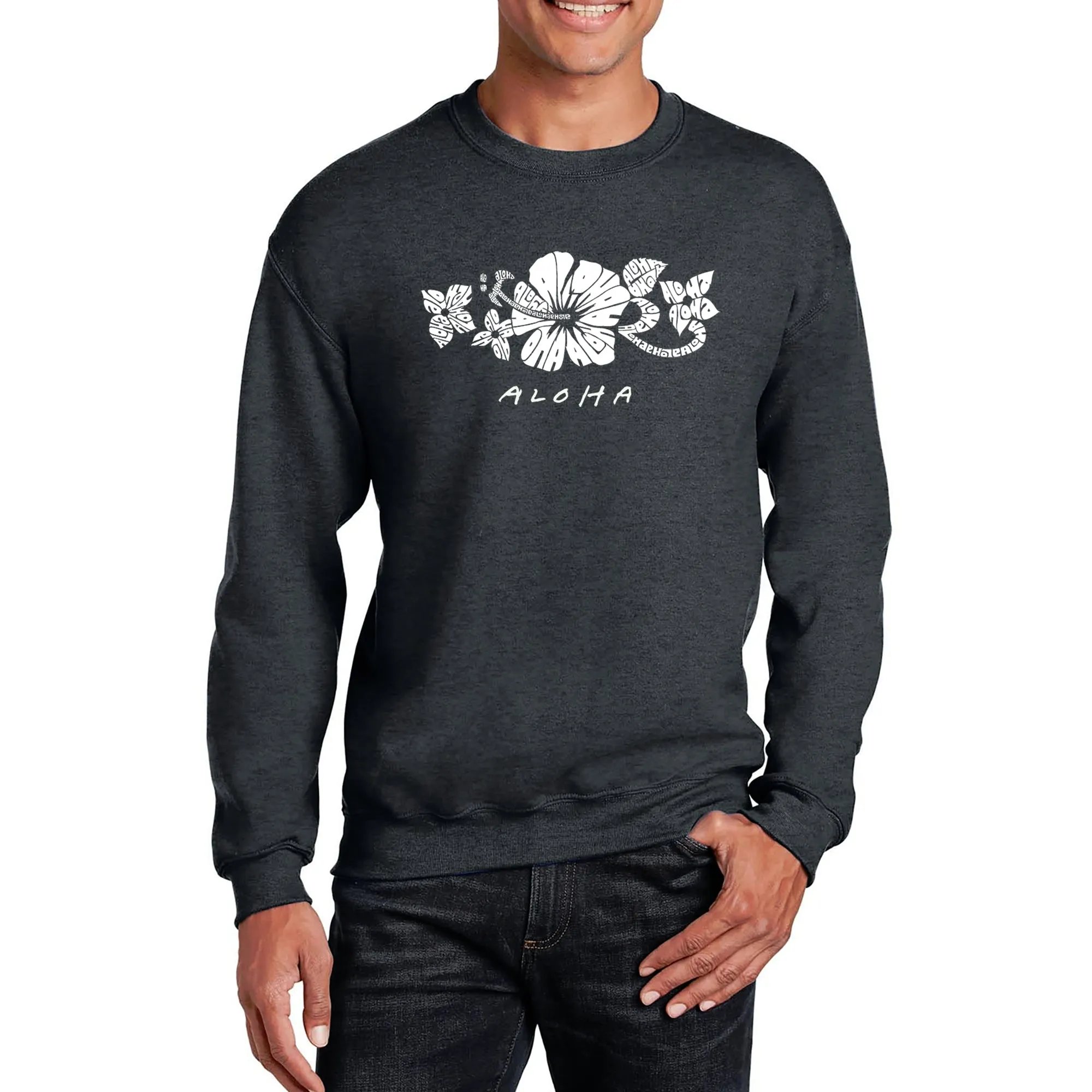 ALOHA - Men's Word Art Crewneck Sweatshirt sold by LA Pop Art product image thumbnail 3