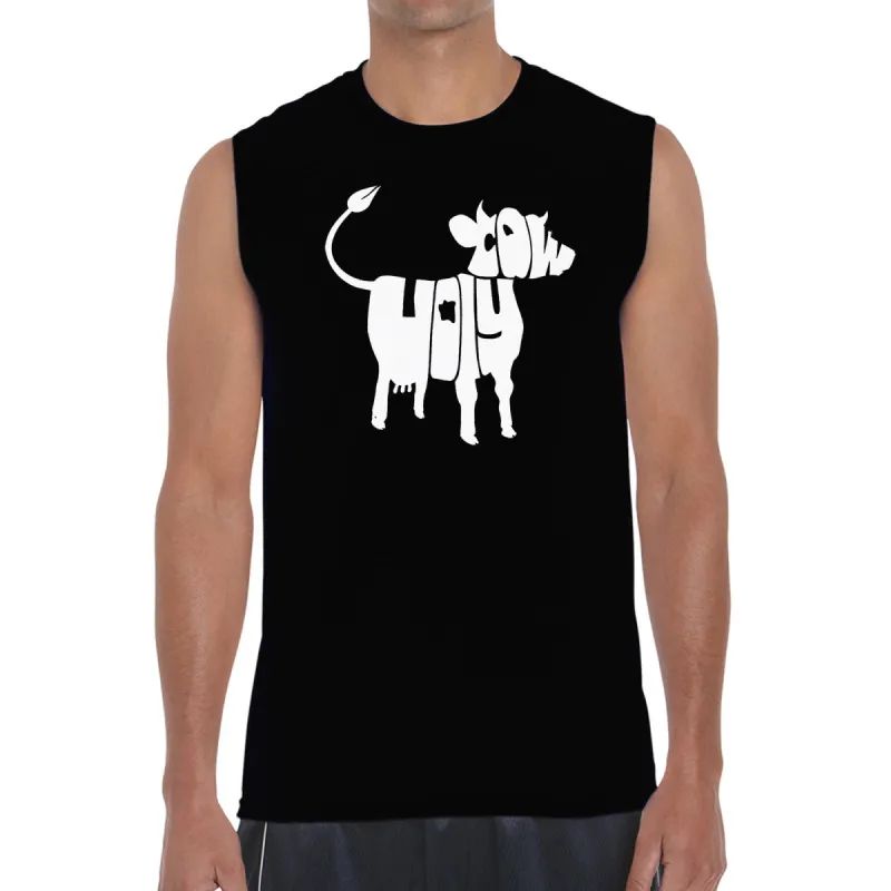 Holy Cow  - Men's Word Art Sleeveless T-Shirt sold by LA Pop Art