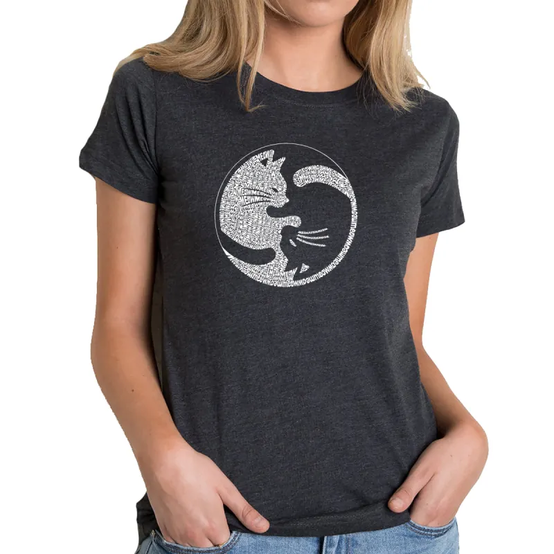 Yin Yang Cat  - Women's Premium Blend Word Art T-Shirt sold by LA Pop Art
