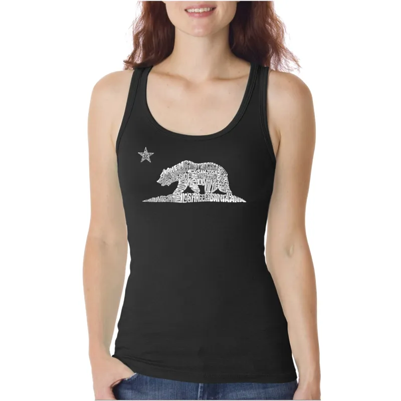 California Bear  - Women's Word Art Tank Top sold by LA Pop Art