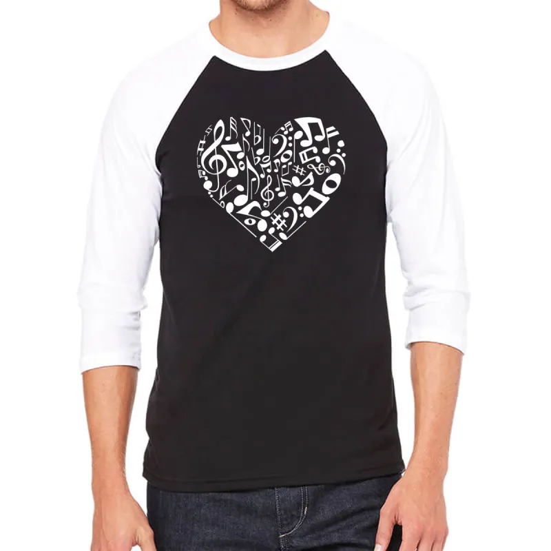 Heart Notes  - Men's Raglan Baseball Word Art T-Shirt sold by LA Pop Art