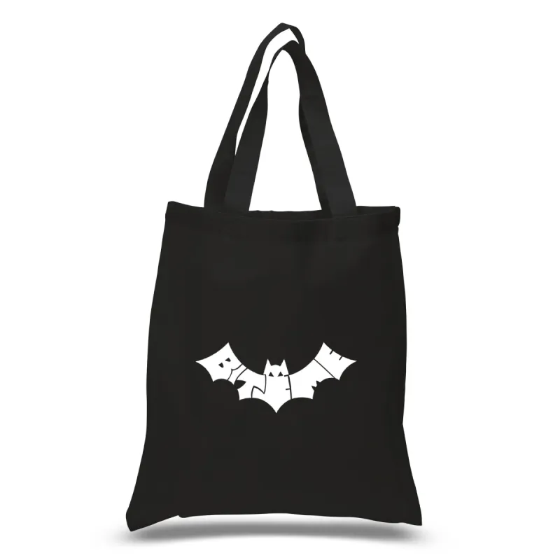 BAT BITE ME - Small Word Art Tote Bag sold by LA Pop Art