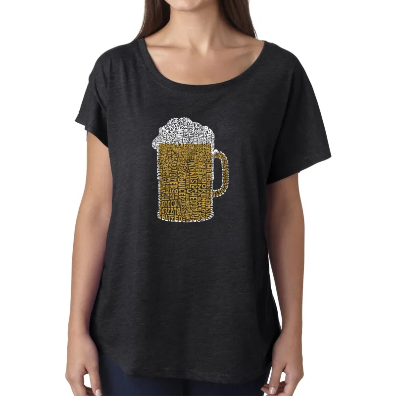 LA Pop Art Women's Dolman Word Art Shirt - Slang Terms for Being Wasted sold by LA Pop Art