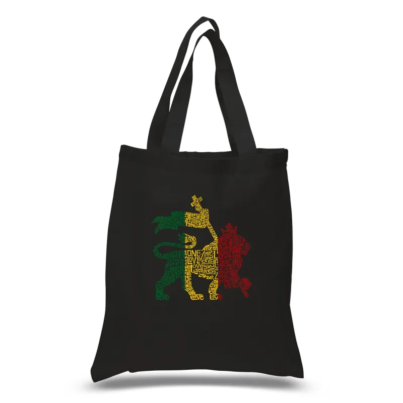 One Love Rasta Lion - Small Word Art Tote Bag sold by LA Pop Art