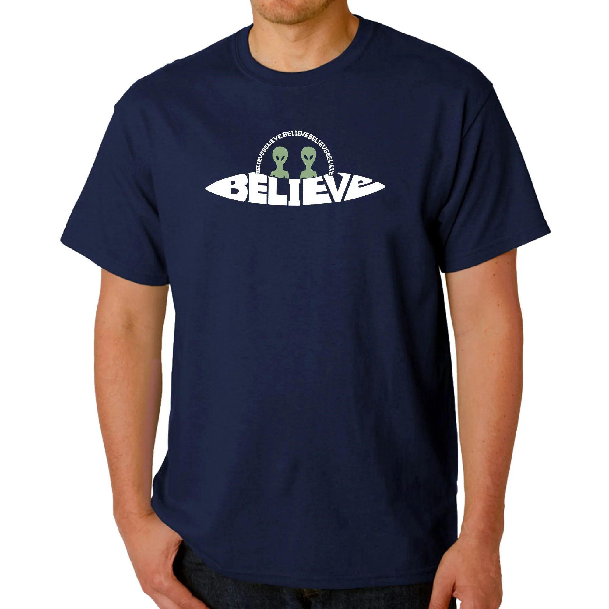 Believe UFO - Men's Word Art T-Shirt sold by LA Pop Art product image thumbnail 3