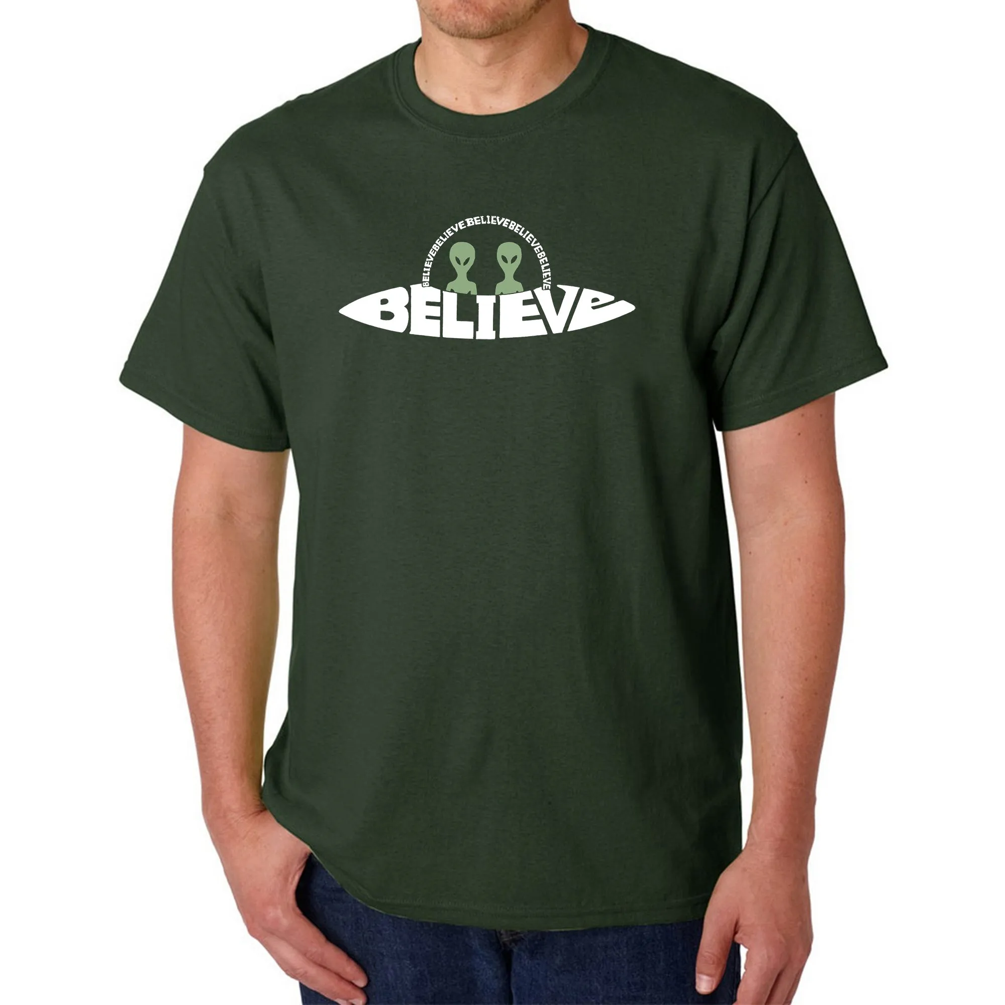 Believe UFO - Men's Word Art T-Shirt sold by LA Pop Art product image thumbnail 4