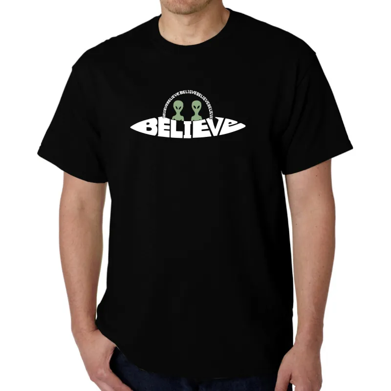 Believe UFO - Men's Word Art T-Shirt sold by LA Pop Art
