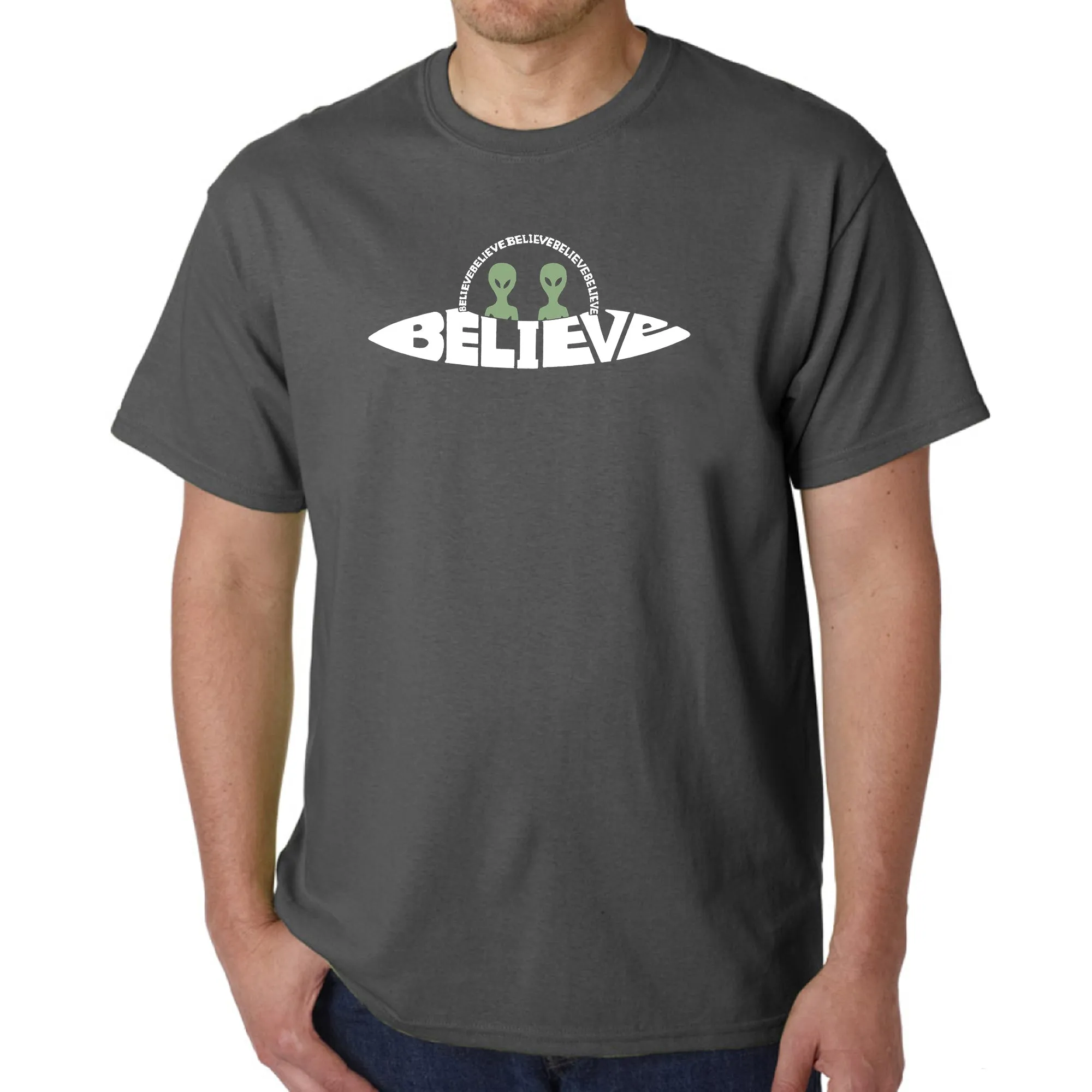 Believe UFO - Men's Word Art T-Shirt sold by LA Pop Art product image thumbnail 5
