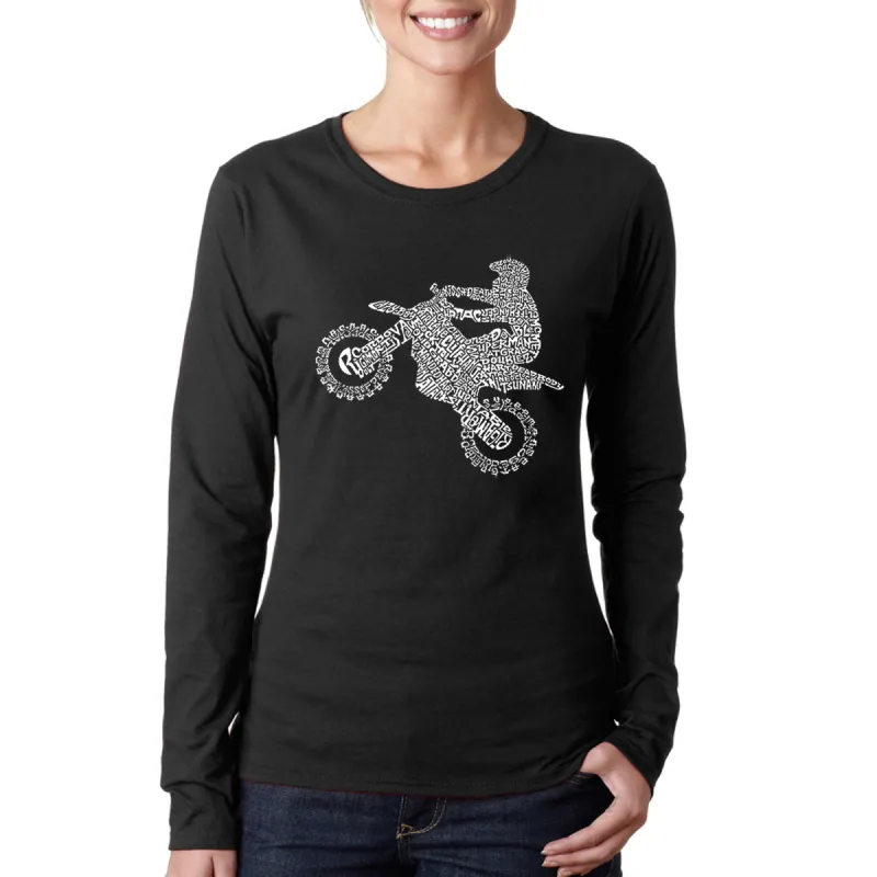 FMX Freestyle Motocross - Women's Word Art Long Sleeve T-Shirt sold by LA Pop Art