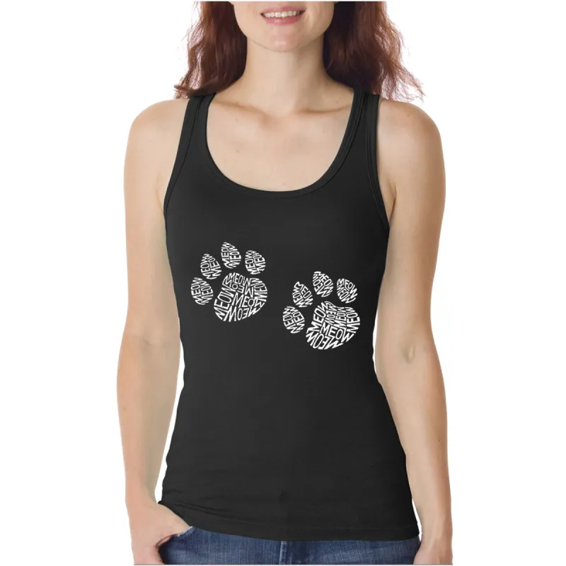 Meow Cat Prints  - Women's Word Art Tank Top sold by LA Pop Art