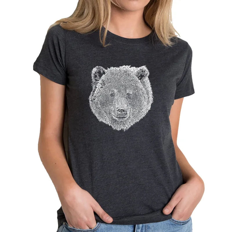 Bear Face  - Women's Premium Blend Word Art T-Shirt sold by LA Pop Art