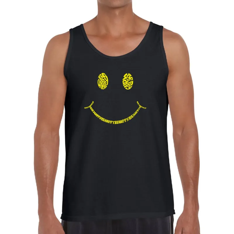 Be Happy Smiley Face  - Men's Word Art Tank Top sold by LA Pop Art
