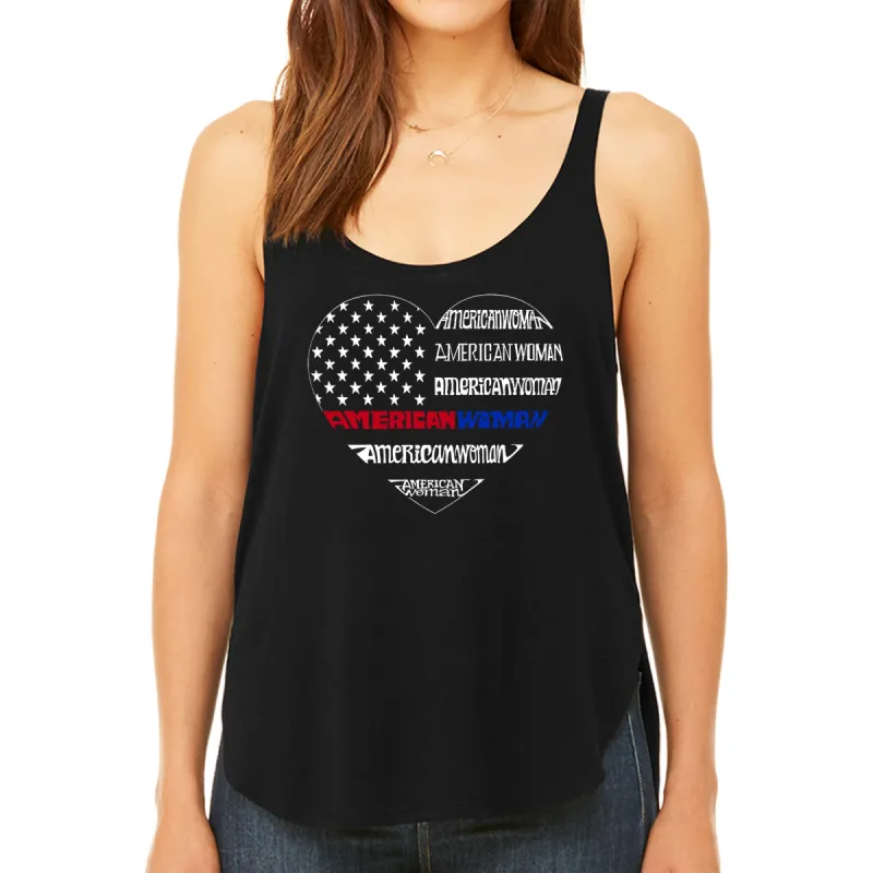 American Woman  - Women's Premium Word Art Flowy Tank Top sold by LA Pop Art