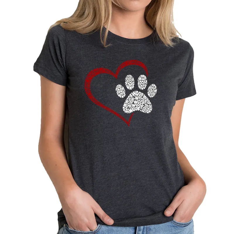 Paw Heart - Women's Premium Blend Word Art T-Shirt sold by LA Pop Art