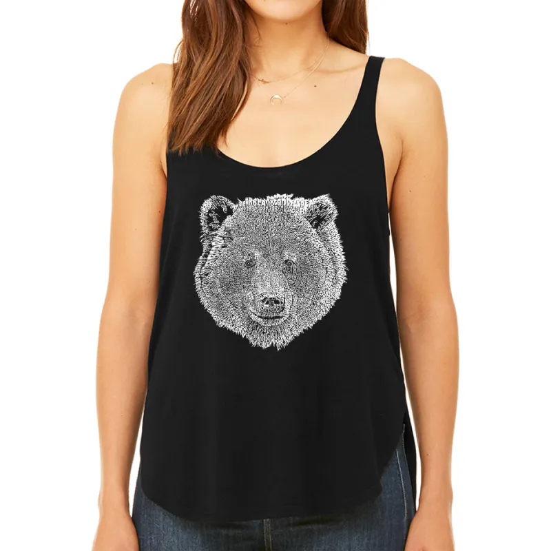 Bear Face  - Women's Premium Word Art Flowy Tank Top sold by LA Pop Art